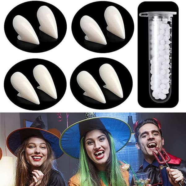 Pair Vampire Fangs Halloween Party Cosplay Dentures Props Decoration