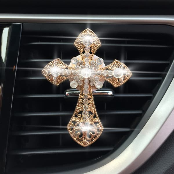 Bling Bil Luftventil Klips Krystall Kors Rhinestone Bil Klimaanlegg