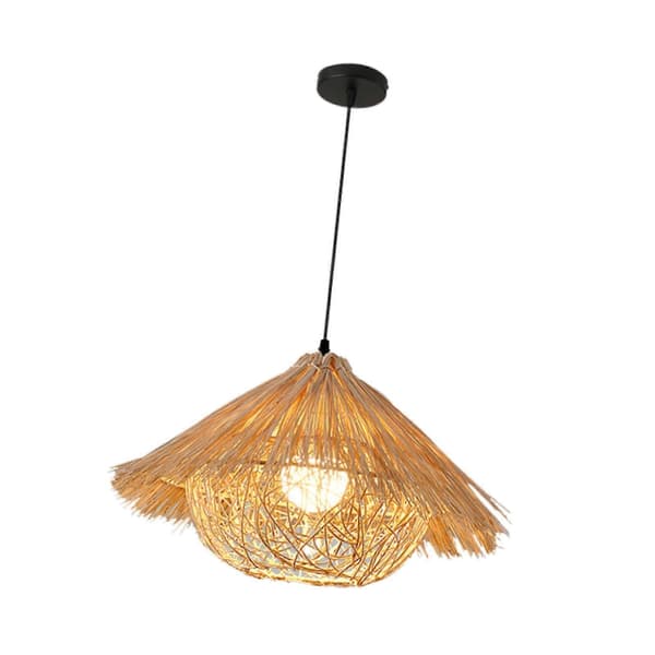 Vævet Pendellampe Rustik Vævet Loftslampe til Spisestue Entré Hotel