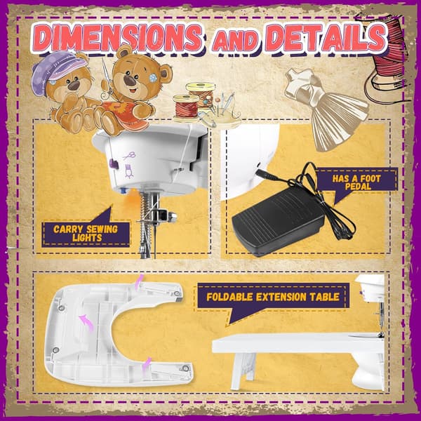 Portable Sewing Machine with Extendable Table and Lamp, Mini Handheld Sewing Machine with Improved Switch