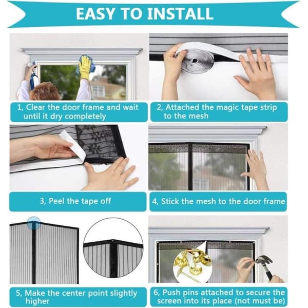 1 pc Magnetic Mosquito Net with Automatic Door Closing, Ultra Fine Mesh, Anti-Fly Insect Net - 100x220cm