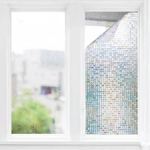 Mosaic Pattern Window Decals, Frosted Glass, Transparent and Opaque