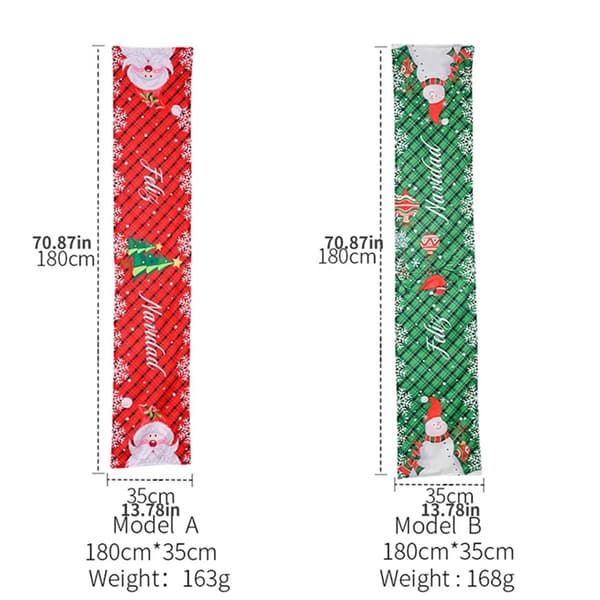 Christmas Table Flag, Snowflakes Green Plaid Snowman Table Flag, Christmas Decoration