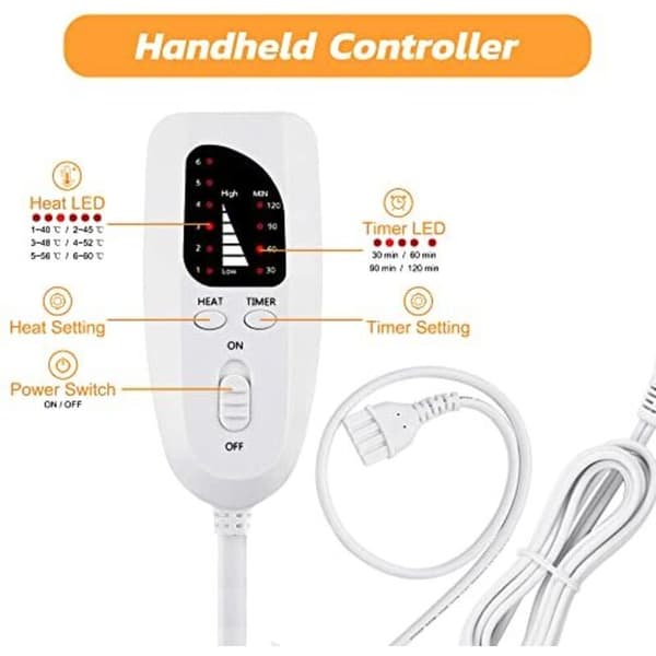 Electric Heating Pad with Automatic Shut-Off 6 Temperature Settings 30x60cm Dark Grey Machine Washable