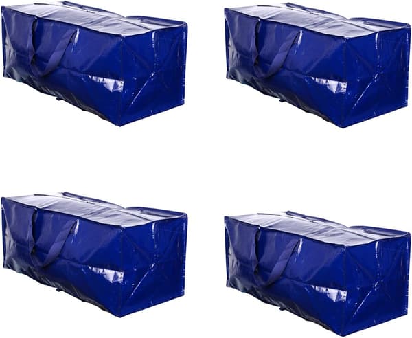 4-pack Blue Extra Large Heavy-Duty Moving Bags with Backpack Straps