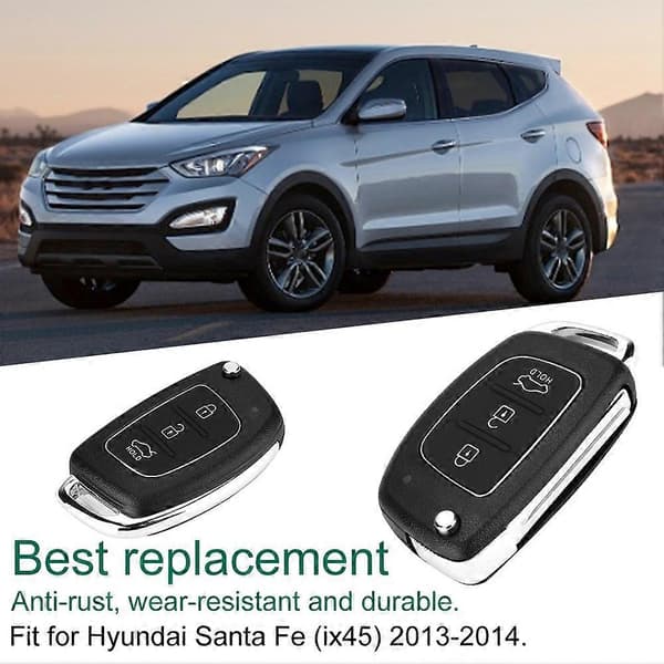Flip 3 Button Remote Key Case Shell Fits Hyundai Santa Fe (ix45) 2013-2014