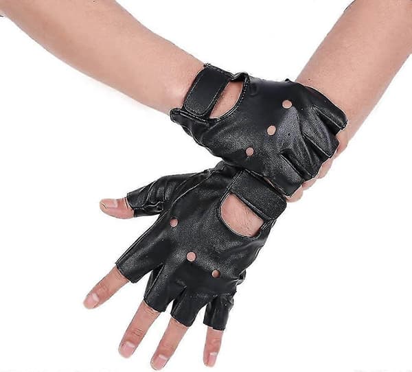 Hannar PU-nahkahanskat Steampunk Gothic Puolisormi Tarrakiinnitys Käsineet