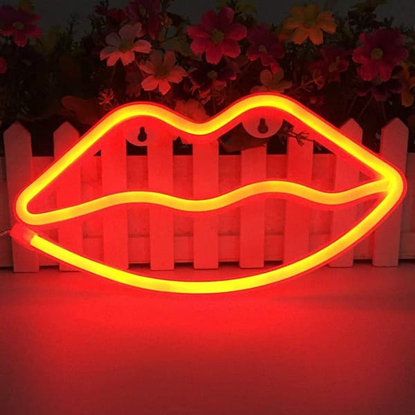 Neonlys i form av lepper LED Romantisk Kunst Dekorativt Neonlys
