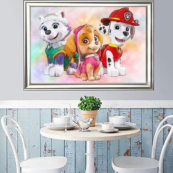 DIY Paw Dog Patrol 5D Diamantmalingssett, Full Drill Krystall Rhinestone KLB