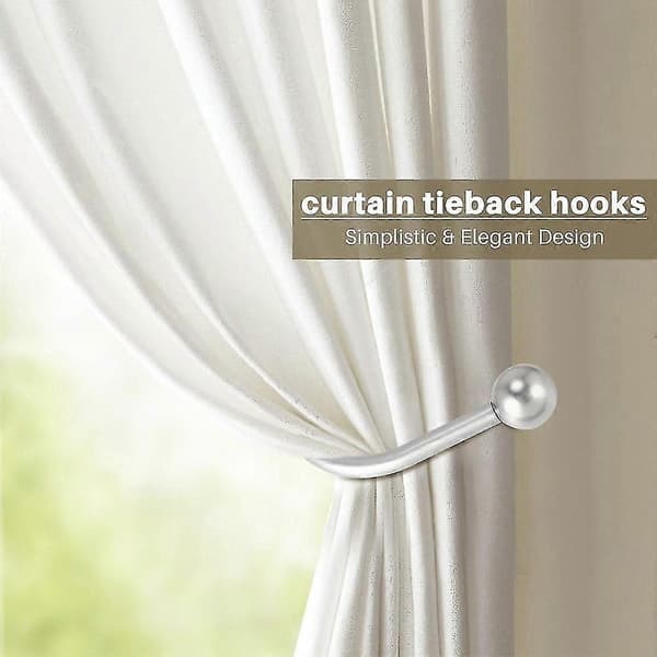 Curtain Tieback, Curtain Tieback Hook, Decorative Metal Window Curtain Holder, Silver
