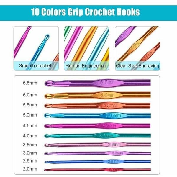 Crochet Hook Set for Beginners - 12 Needles with Mini Bag, Compatible with Knitting Accessories