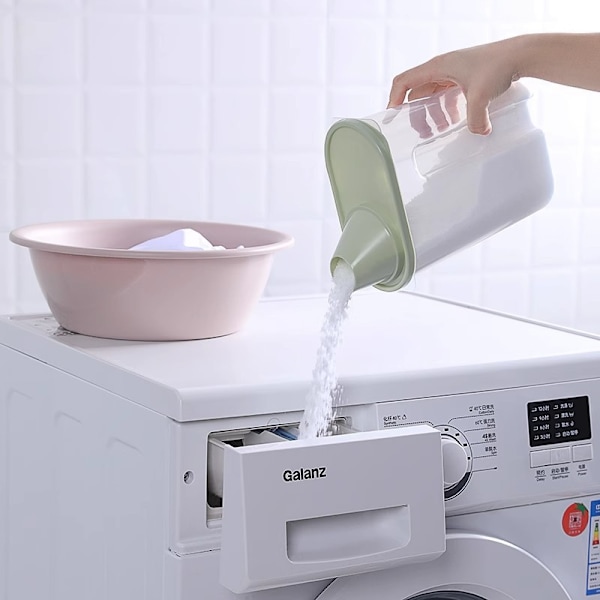 Vaskemiddel opbevaringsboks med låg, plastikbeholder, kreativ husholdningsbeholder, speciel vaskemiddelboks, opbevaringsspand Nordisk Blå 2,5L Nordic Blue 2.5L 1