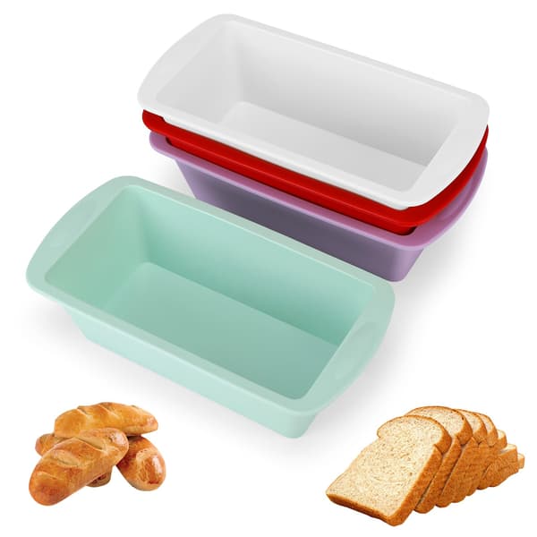 Sæt med 4 silikone kageforme - Mini rektangulære non-stick forme 20 x 9,5 x 5,5 cm - Til brød, kage, sandwichbrød