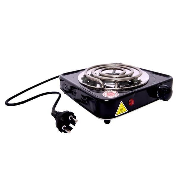 Elektrisk kogeplade - 1000 W - Sort Svart Black