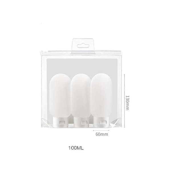100 ml silikonreseflaskor, resetvättflaskor, silikonvätskereseflaskset, behållare i resestorlek, 3 st