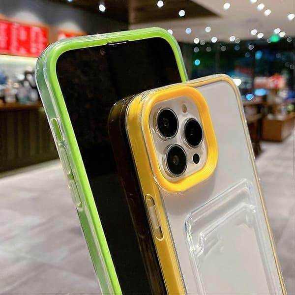 iPhone 15:n 360 läpinäkyvä PC-hybridi-TPU-puhelinkotelo korttipaikalla