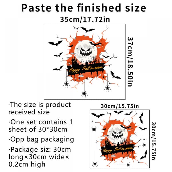 #Skræmmende Halloween Vægdekal 30 x 30 cm#