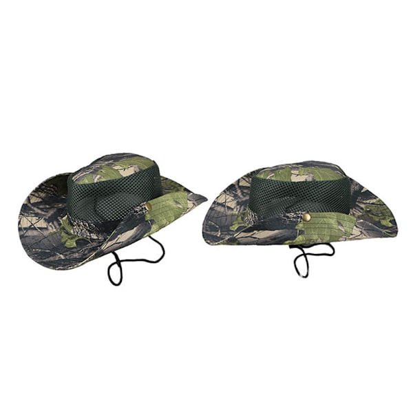 Boonie Hat Mesh Leaf Pattern Camouflage Breathable Fishing Cap Khaki