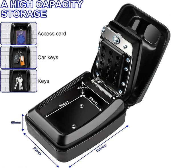 Key Cabinet Wall Mounted Police Approved, Large Key Box with Resettable 12-Digit Code Key Cabinet with Weatherproof