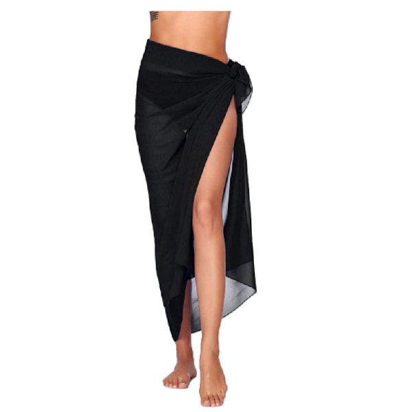Beach Sarong Pareo Bikini Wrap Kjol Cover Up För Badkläder svart