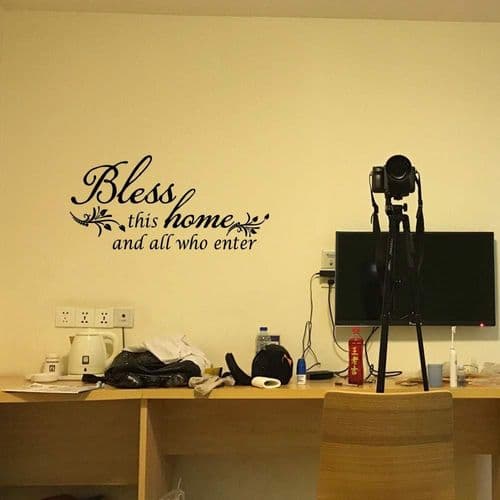 Bless This Home and All Who Enter - Vinyl Wall Decal, Entryway, Living Room