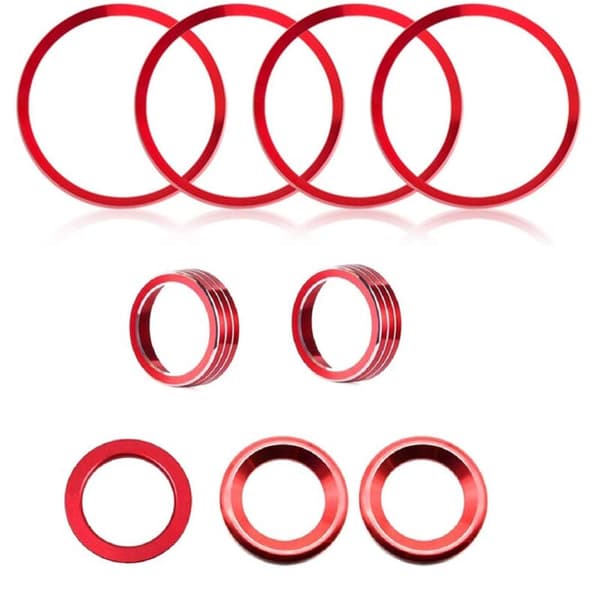 Trim Center Cap Wheel for 2016-2021 Door AC Button Cover Audio Speaker and Engine Start Switch Ring Red