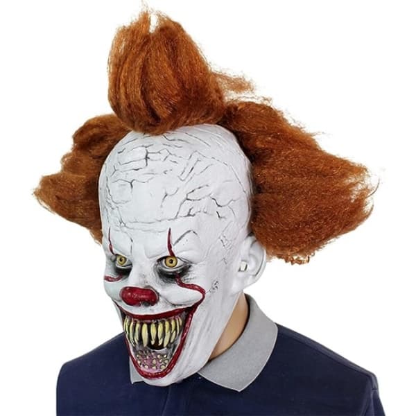 Pelottava Pennywise-klovninaamio peruukilla Halloween-FX-