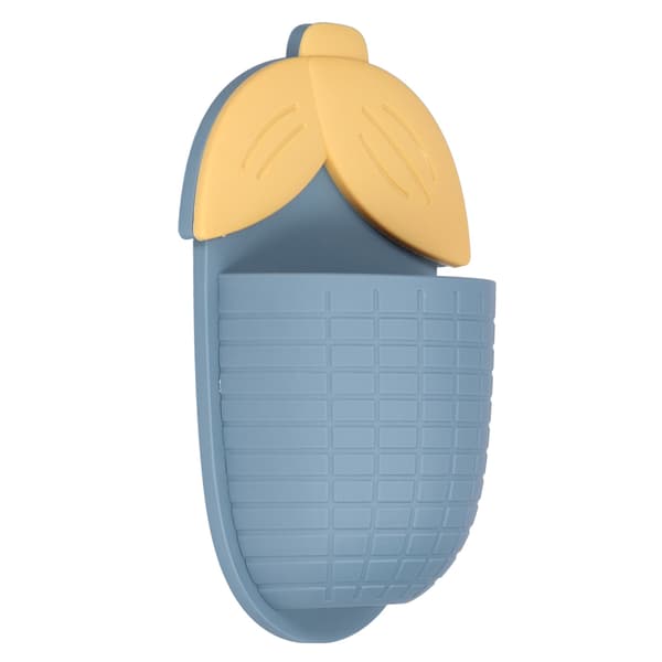 Wall Shelf Cute Corn Shape Punch-Free Wall Mounted Storage Box with Non-Marking Sticker for Bathroom Dressing Table Blue
