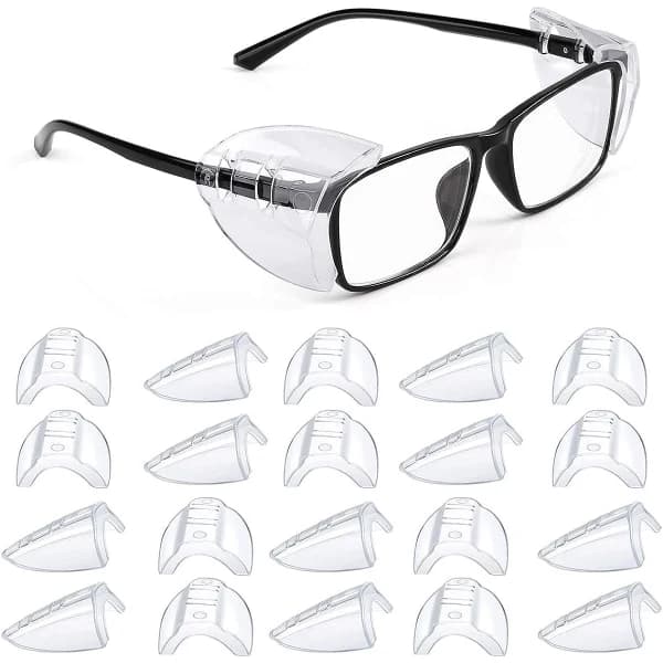 12 par sidebeskyttelse for briller, fleksible sidebeskyttelse for vernebriller Passer små til store briller Universal