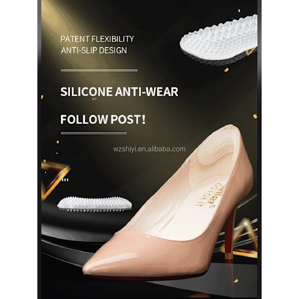 Transparent Lightweight Flexible Silicone Shoe Inserts Thin Design Textured Surface Non-Slip Comfortable 4mm Thick 1 Pair Daily Use