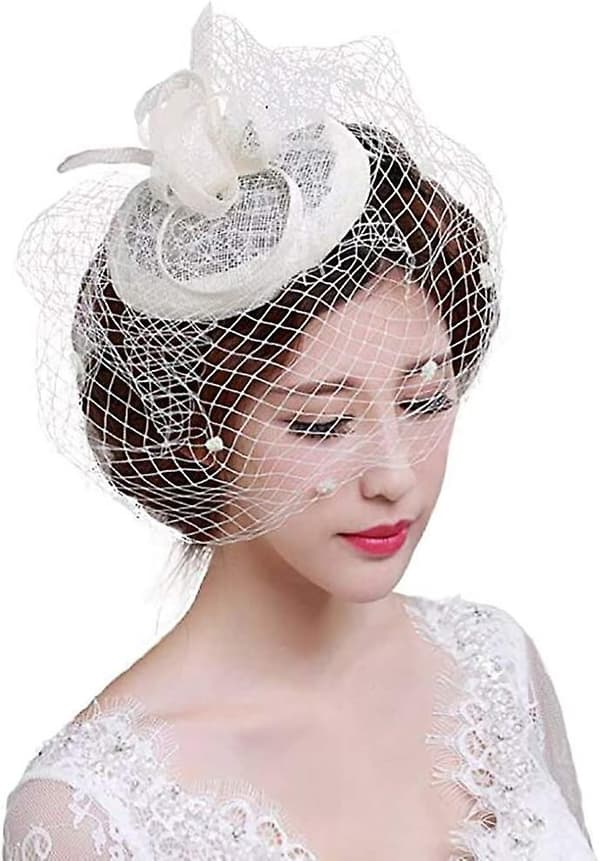 Kvinders Fascinator Hat Med Slør Bryllupshat Festhue Pillbox Hat Bowler Hat Mini Top Hat