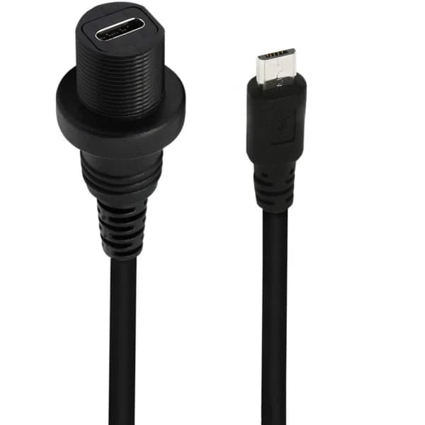 90 Graders Rettvinklet Micro USB 5P Hann til USB 3.1 Type-C Hunn Konverteringsadapter Kabel Dataoverføring 30cm