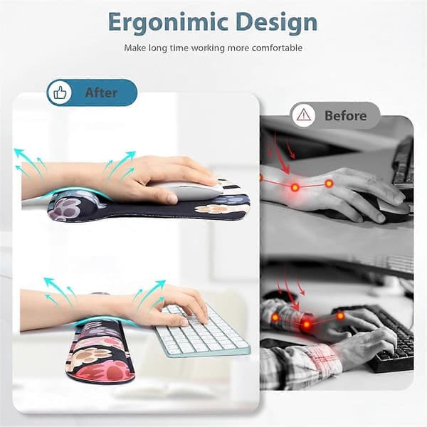 3-in-1 Mouse Pad Set with Keyboard Wrist Rest, Memory Foam Keyboard Set Mouse Pad with Wrist Rest [DB] As Shown As Shown