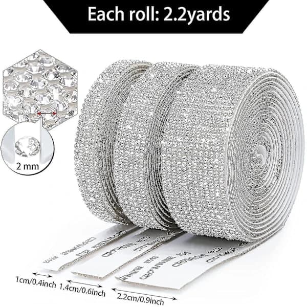 Ruller/6,6 meter selvklæbende krystalrhinstensbånd, diamanttape-dekaler
