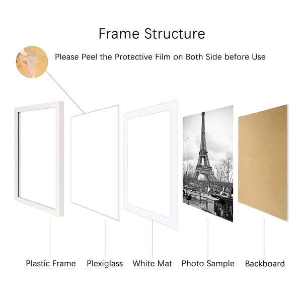 8x10 Inch Black PVC Photo Frame - Classic Tabletop and Wall-Mounted Picture Frame