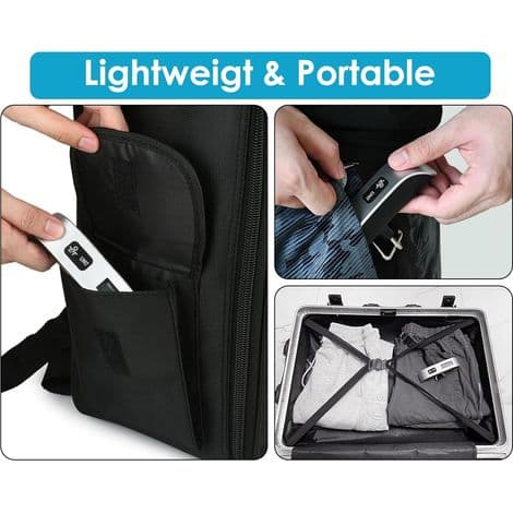 Electronic Luggage Scale, Portable Suitcase Scale, Temperature Measurement Function, Up to 50kg/110lbs