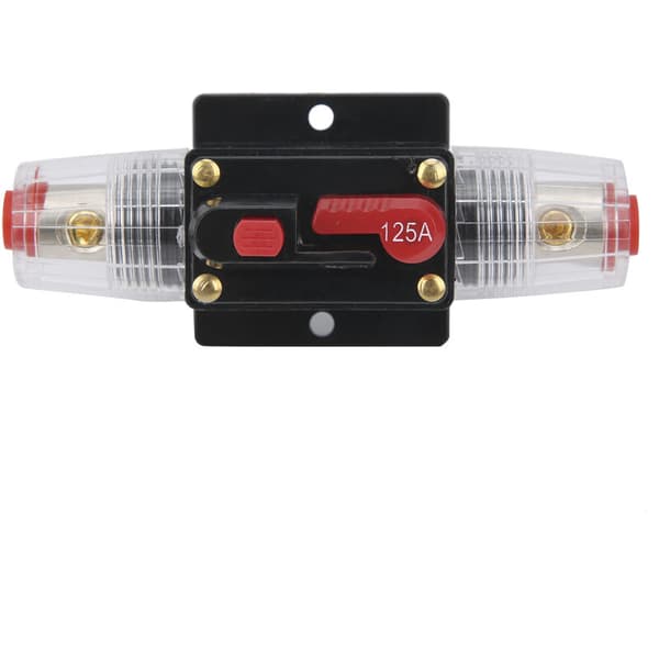 12-24V 125A Stereo Audio Kretsbryter Selvtilbakestillende Sikring Inline Holder for Bil Båt