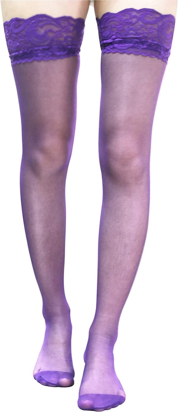 AVEKI Nydelige Sexy Lange Silkestrømper 8cm 2 Par, Lilla