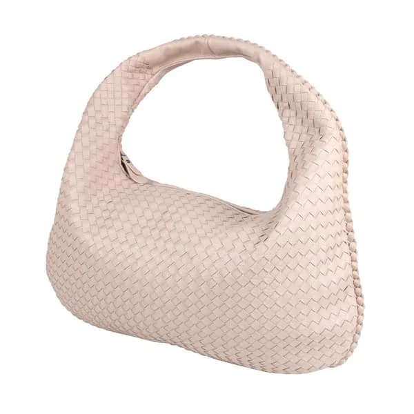 Flettet håndtaske i vegansk læder med stilrent design - Rosa
