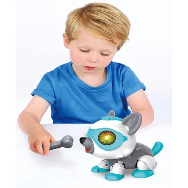Robot Dog Toy, Kids Smart, Electronic Pet Puppy with Bone, Eating, Yawning, Music Multiple Function Modes, Voice Sensor, Touch Sensor, (Blue)