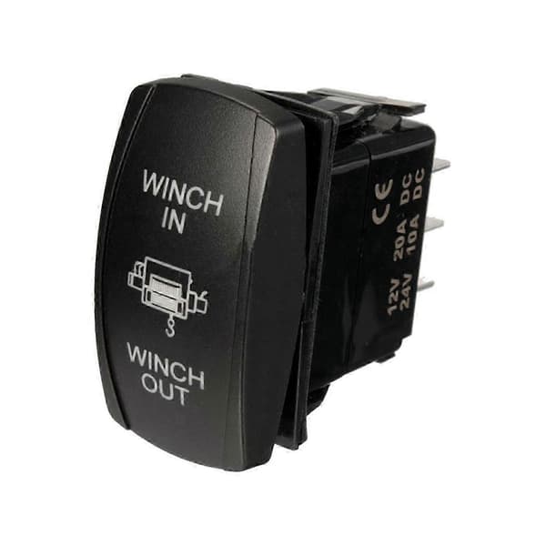 2 pcs 7-Pin Momentary Rocker Switch Winch In Winch Out 12V ON-OFF-ON LED Light - Red & Green.