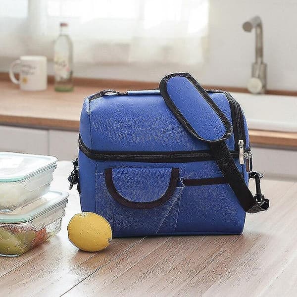 1 st isolerad lunchväska för kvinnor män barn kylare vuxna tote mat lunchväskor (blå)