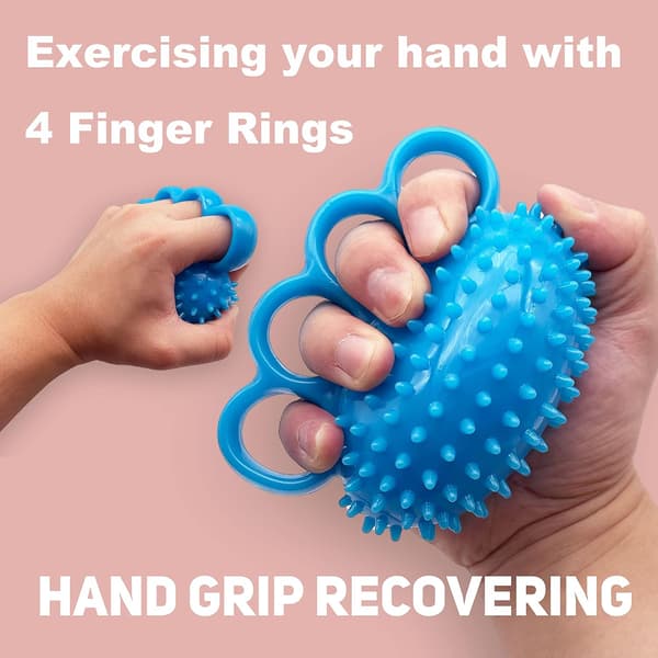 Blå håndgrepsforsterker med fingerringer, myk, strekkbar S