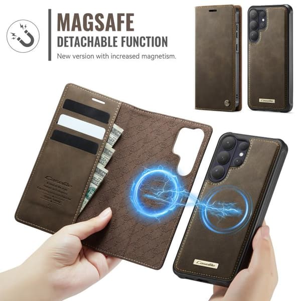 Magnetisk RFID-blokkerende læretui til Samsung Galaxy S26 Ultra 5G[JUN] Kaffe Kaffe