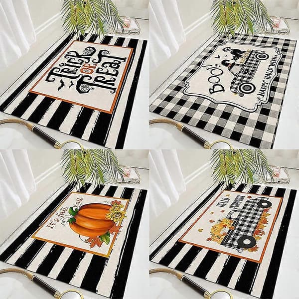 Mike Pumpa Efterårsblomster Opvaskemåtte 50x80 cm til Køkken Glad Thanksgiving Høstbil Viskestykke Afløbsbakke Måtter Absorberende Hurtigtørrende