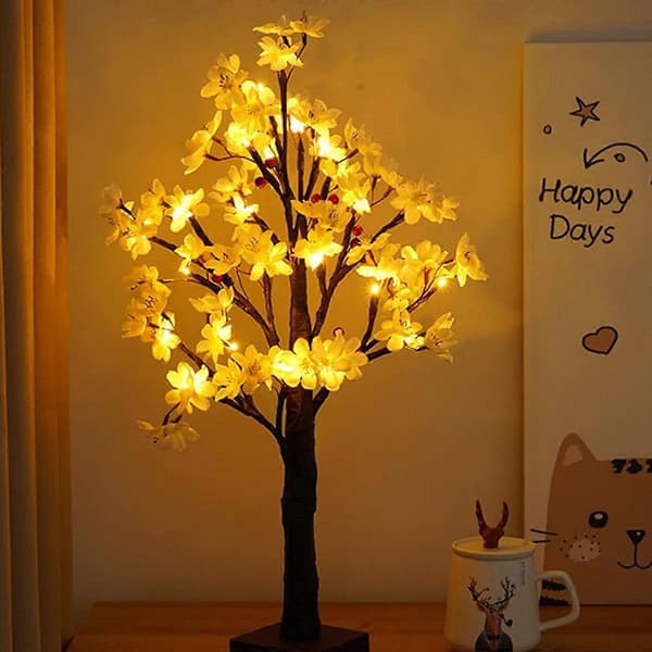 24 LED Bordlampe Mini Kunstig Tre med Lys