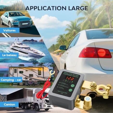 Wireless Remote Control Battery Disconnect Switch, 12V Battery Isolator, 240A Automatic Shut-off Switch with LED Display for 12V Car,