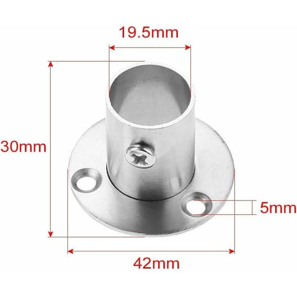 2-pak konsoller med flange til garderobestang i rustfrit stål, 19 mm