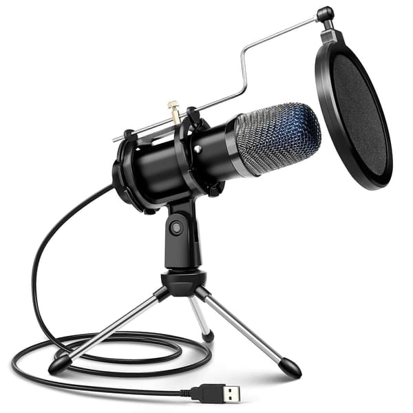 Gamingmikrofon for PC med stativ og popfilter