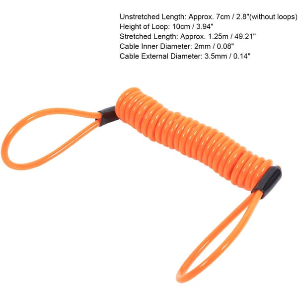 Motorcycle Bike Alarm Disc Lock Anti-theft Spring Reminder Coil Cable Orange